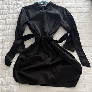 Classic Black Long Sleeve Shirt Dress